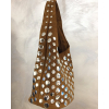 Sac à main seau effet daim clouté polyester 0925030 cognac