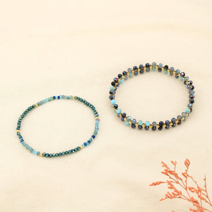 Ensemble 24 Bracelets Élastiques Billes Cristal Facetté 0225613 multi