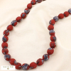 Sautoir Billes Tissu Imprimé Zèbre Acier Inoxydable 0125544 rouge bordeaux