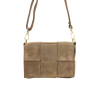 Sac pochette cuir véritable façon daim box tressé 0925028 taupe
