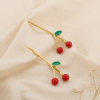2 barrettes à cheveux cerise acier inoxydable émail 0625044 rouge