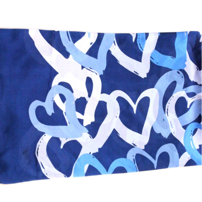 Étole femme imprimé cœurs soie viscose 0726001 bleu foncé