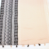 Foulard femme imprimé graphique contemporain pompons coton viscose 0726004 noir