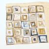 Carré satin touché soie imprimé géométrique abstrait polyester 0726012 taupe
