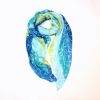 Foulard femme imprimé tie-and-dye coton viscose 0726019 bleu