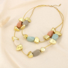 Collier double rangs résine acétate cordons dorés 0126080 multi
