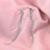Boucles d’oreille pendantes minimaliste cascade chaînes acier 0323005 argenté