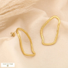 Boucles d’oreille minimaliste chic anneau organique asymétrique acier 0324019 doré