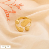 Bague ouverte contemporaine sculpturale acier inoxydable 0424508 doré
