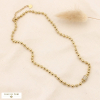 Collier chaîne billes acier inoxydable pendentif cylindre strass 0123553 blanc