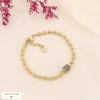 Bracelet chaîne billes acier inoxydable pendentif cylindre strass 0223540 canon de fusil