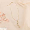 Collier chaîne fine acier inoxydable pendentif nœud stylisé billes 0124180 doré