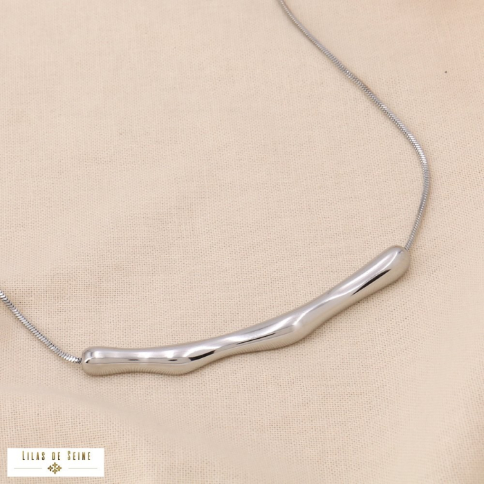 Collier chaîne maille serpent tige acier inoxydable femme 0124537 argenté