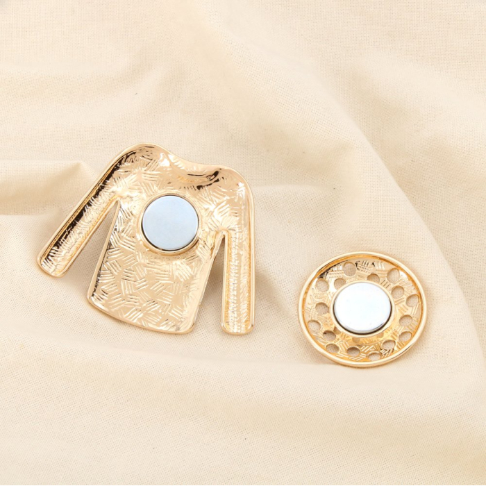 Broche aimantée veste fleur métal émaillé strass 0526040 blanc