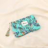 Pochette trousse plate polyester floral AMOUR pompon 0926006 bleu turquoise