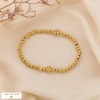 Bracelet élastique acier charm trèfle billes minimaliste symbolique chic 0225033 doré