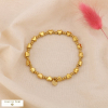 Bracelet Élastique Acier Inoxydable Cœurs Billes 0225042 doré