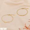 Duo de bracelets acier inoxydable minimaliste organique goutte bambou 0224520 doré