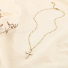Collier acier inoxydable croix perles nacrées romantique symbolique chic 0125636 doré