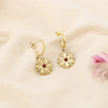 Mini-créoles ouvertes acier fleur strass romantique glamour rétro chic 0325628 rouge bordeaux