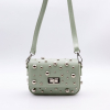 Petit sac à bandoulière Flora&amp;Co simili-cuir embossé clouté 0926 vert aqua