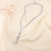 Collier double rang pendentif nœud acier inoxydable mailles serpentine forçat plate 0126047 argenté