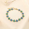 Bracelet acier inoxydable trèfles strass 0226137 bleu foncé