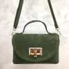 Mini sac à main cuir véritable style daim 0926028 vert kaki