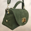 Mini sac à main cuir véritable style daim 0926028 vert kaki