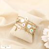 Ensemble 6 bracelets acier nacre marguerite plume 0226159 blanc