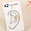 2 bagues d’oreille acier inoxydable double anneau strass 0326093 doré