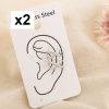 2 manchettes d’oreille acier inoxydable double anneau maillons entrelacés 0326094 argenté
