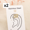 2 bagues d’oreille acier inoxydable cœur strass 0326099 doré