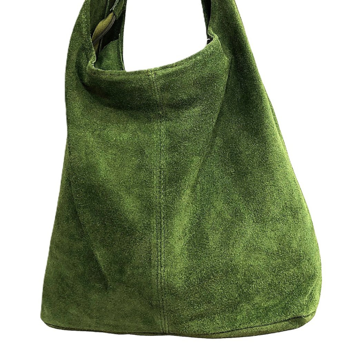 Cabas cuir véritable daim suède pochette 0925512 vert olive