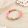 Bracelet jonc élastique LOVE résine marbrée acier 0226111 rose