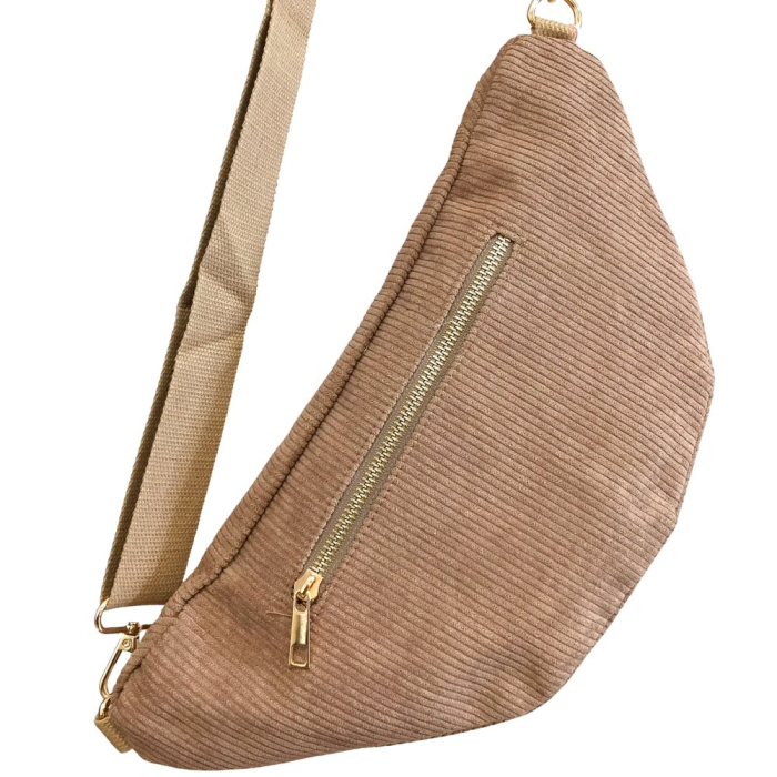 Sac banane façon velours côtelé 0923023 taupe