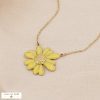 Collier marguerite émaillée acier inoxydable 0125035 jaune