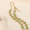 Collier acier inoxydable strass motif trèfle 0126185 vert
