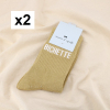 2 paires de chaussettes pailletées à message “BICHETTE” 0625542 beige