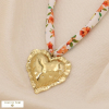 Collier foulard bohème chic pendentif cœur acier inoxydable 0125031 multi