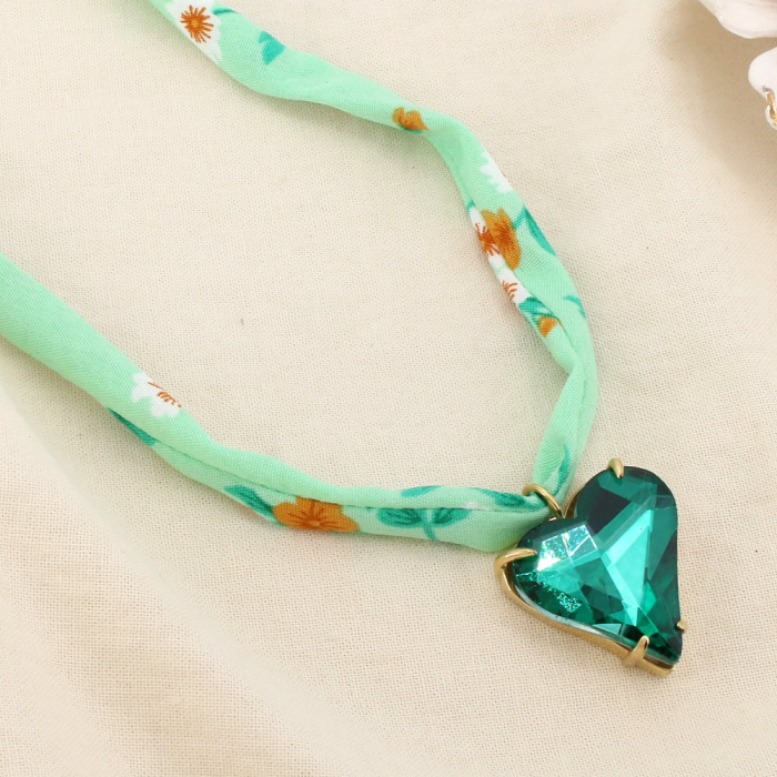 Collier foulard bohème glamour cœur verre 0126176 vert