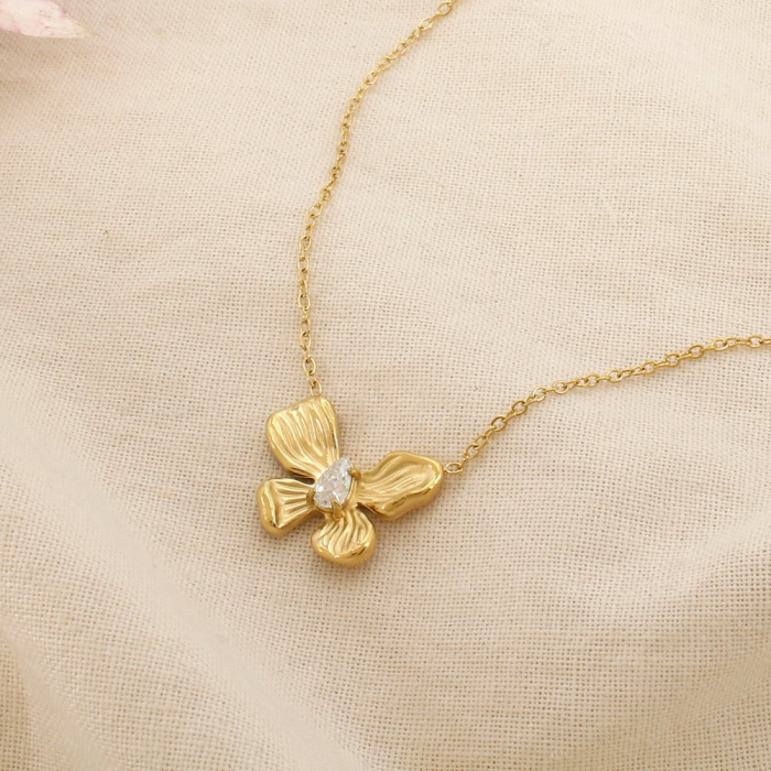 Collier papillon romantique acier inoxydable doré 0126118 doré