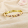 Bracelet jonc ouvrable floral métal émail strass 0226220 naturel/beige