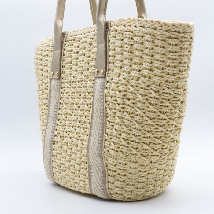 Cabas porté épaule femme Flora&Co summer city chic paille façon raphia 0926036 écru
