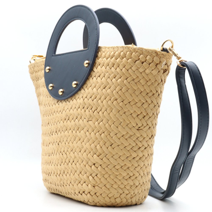 Sac à main femme Flora&Co bohème chic glamour paille façon raphia 0926037 bleu foncé