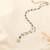 Collier Trèfle Strass Émail Coloré Chaîne Dorée Acier Inoxydable 0126147 noir