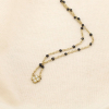 Collier Trèfle Strass Émail Coloré Chaîne Dorée Acier Inoxydable 0126147 noir