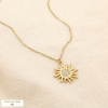 Collier soleil rayonnant acier inoxydable doré strass 0126117 doré