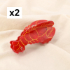 2 pinces griffes cheveux homard rouge résine 0626046 rouge