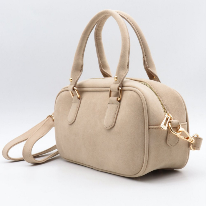 Sac à main bowling Flora&Co simili-cuir façon daim 0925523 naturel/beige